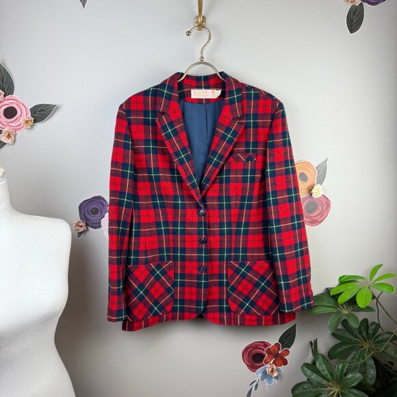 Pendleton Plaid Wool Blazer & Skirt Set - Size - 12 - Picture 2 of 12